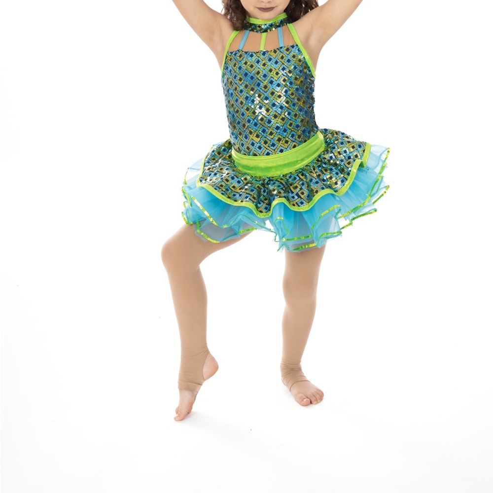 Two piece leotard and skirt with clip on bow